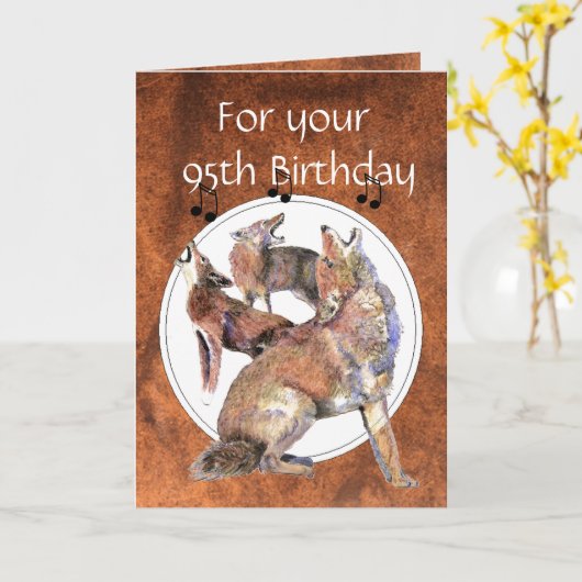 Funny 95. Geburtstag Howling Coyote Karte (Gelbe Blume)