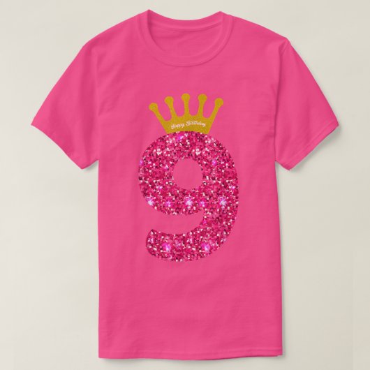 Funny 9th Party Number 9 Year Old Girls 9th Birthd T-Shirt (Design vorne)