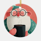 Funny A Cheerful Man With Glasses Happy Holiday Keramik Ornament (Vorne)