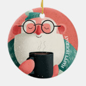Funny A Cheerful Man With Glasses Happy Holiday Keramik Ornament (Hinten)