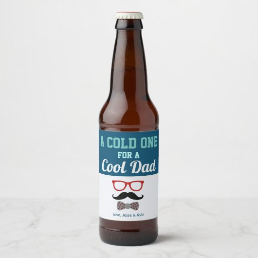 Funny A Cold One für einen Coolen Vater Happy Vate Bierflaschenetikett (Vorderseite)