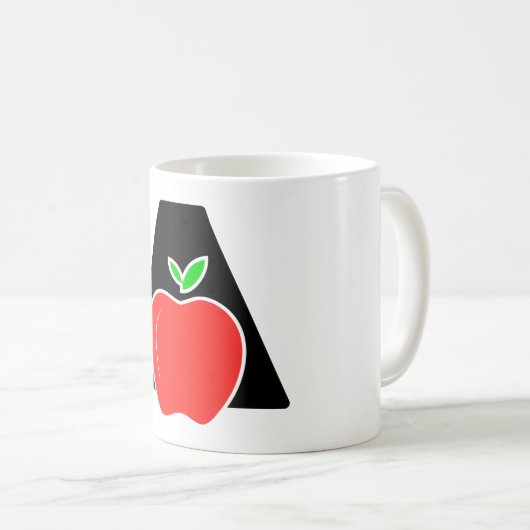 Funny A für Apfel Kaffeetasse (VorderseiteRechts)