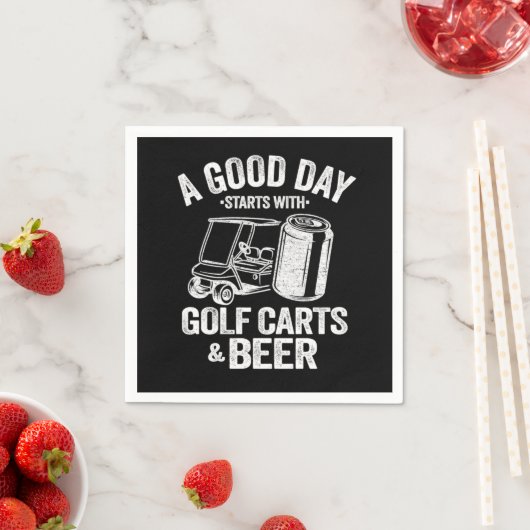 Funny a good day beginnt mit Golf Carts Bier Serviette (Beispiel)