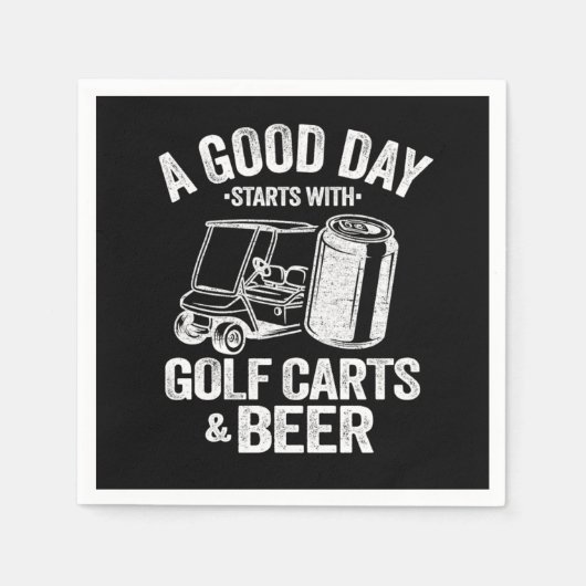 Funny a good day beginnt mit Golf Carts Bier Serviette (Vorderseite)