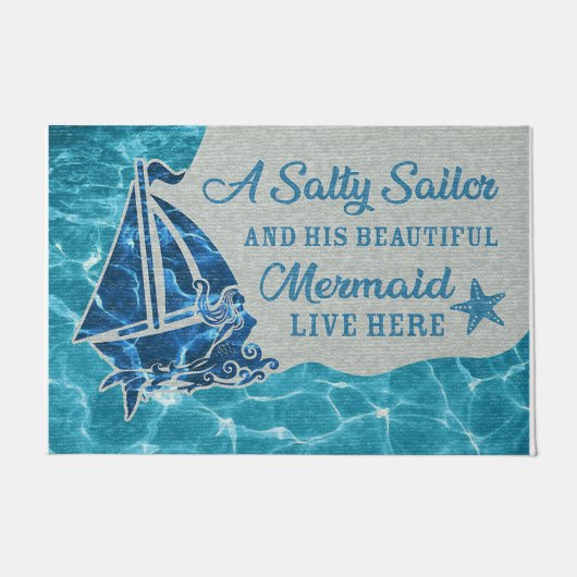 Funny A Salty Sailor Live Here Fußmatte (Vorderseite)