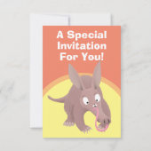 Funny aardvark Cartoon personalisierte Einladung (Rückseite)