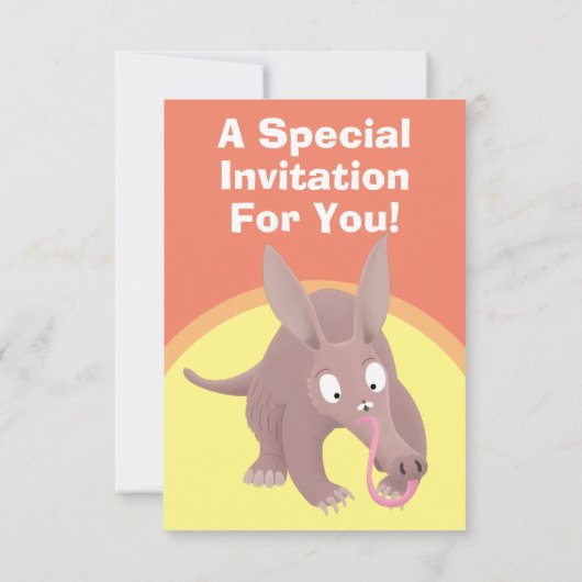 Funny aardvark Cartoon personalisierte Einladung (Rückseite)