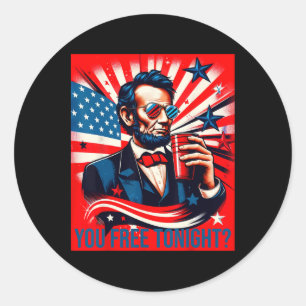 Funny Abe Lincoln 4. Juli Patriotic American U Runder Aufkleber