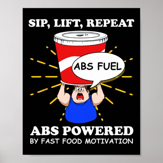 Funny Abs trainiert Fast Food Gym Workout Bodybuil Poster (Vorne)