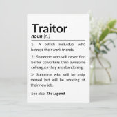 Funny Abschiedsarbeiter, verlassend Arbeitskollege Einladung (Stehend Vorderseite)