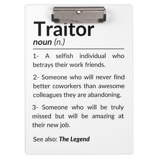 Funny Abschiedsarbeiter, verlassend Arbeitskollege Klemmbrett (Vorderseite)