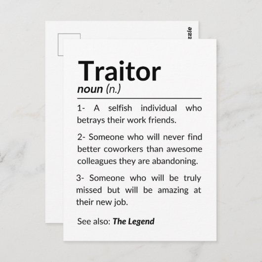 Funny Abschiedsarbeiter, verlassend Arbeitskollege Postkarte (Vorne/Hinten)