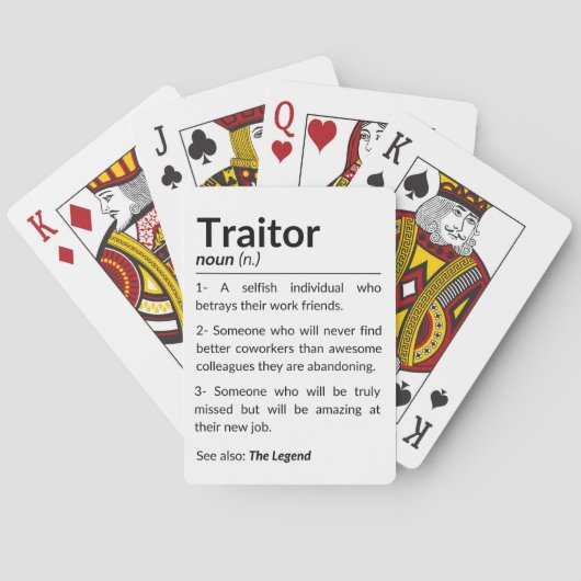 Funny Abschiedsarbeiter, verlassend Arbeitskollege Spielkarten (Rückseite)