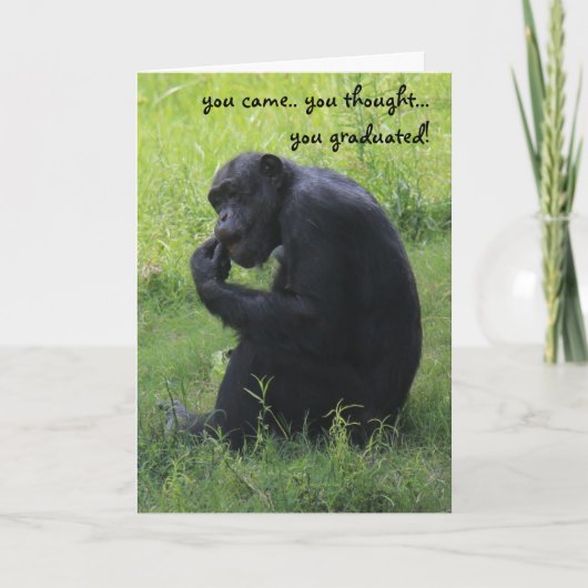 Funny Abschluss Card, Schimpanse, der Denker Karte (Vorderseite)