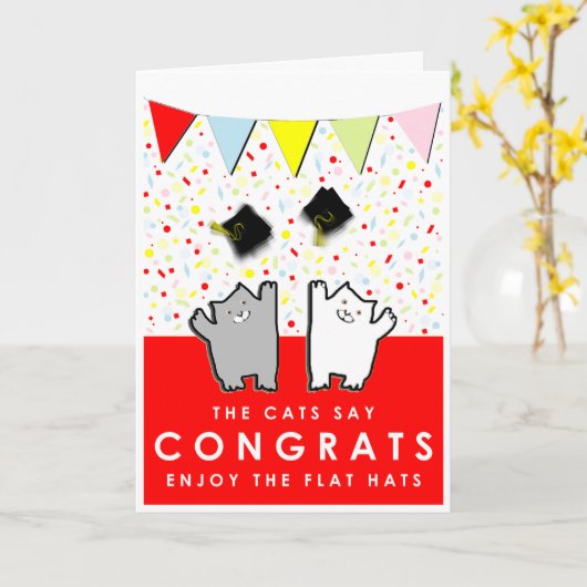 Funny Abschluss Cats Glückwünsche Karte (Gelbe Blume)