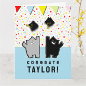 Funny Abschluss Cats Karte (Gelbe Blume)