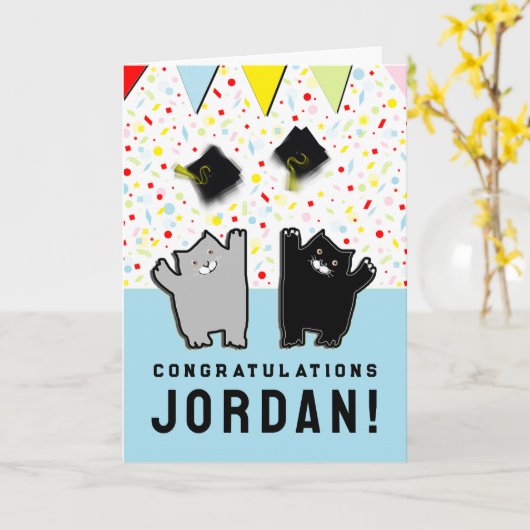 Funny Abschluss Cats Karte (Gelbe Blume)