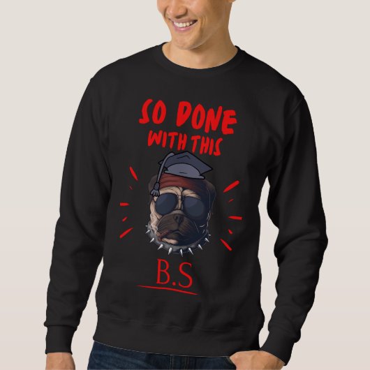 Funny Abschluss Cool Pitbull Dog Puff so getan mit Sweatshirt (Vorderseite)