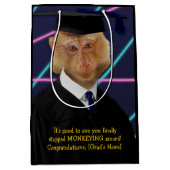 Funny Abschluss Monkey Macaque Herzlichen Glückwun Mittlere Geschenktüte (Vorderseite)