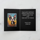 Funny Abstrakt Boston Terrier Happy Birthday Name Karte (Innenseite)
