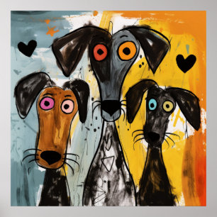 Funny Abstrakt Hunde Poster