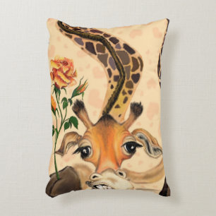 Funny Accent Pillow Romantic Giraffe mit Rose Dekokissen