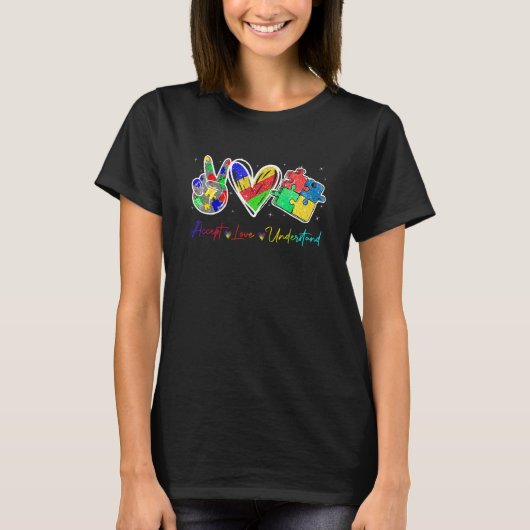 Funny Accept verstehen Liebe Support Autismus Awar T-Shirt (Vorderseite)
