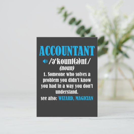 Funny Accountant Gift Idea Definition Buchführung Postkarte (Stehend Vorderseite)