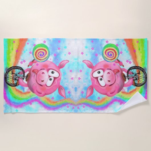 Funny Acrobat Pig Beach Handtuch (Vorderseite)