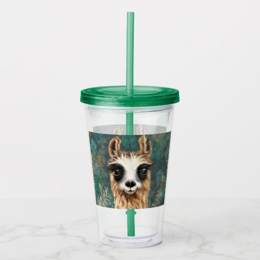 Funny Acrylic Tumbler mit Curious Baby Alpaca Acryltrinkbecher (Vorderseite)