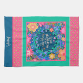 Funny Act mein Alter Zitat Blumenrosa Name Geschirrtuch (Horizontal)