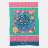 Funny Act mein Alter Zitat Blumenrosa Name Geschirrtuch (Vertikal)