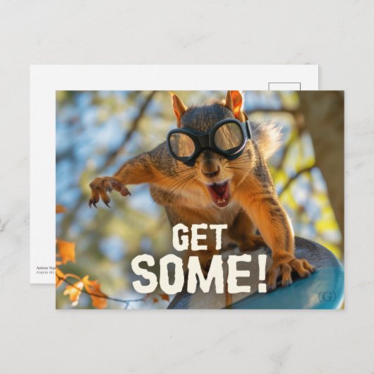 Funny Action Eichhörnchen Postcard "Get some" Postkarte (Vorne/Hinten)