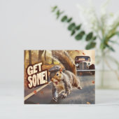 Funny Action Eichhörnchen Postcard "Get some" Postkarte (Stehend Vorderseite)
