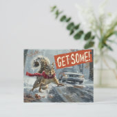 Funny Action Eichhörnchen Postcard "Get some" Postkarte (Stehend Vorderseite)