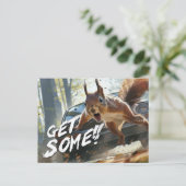 Funny Action Eichhörnchen Postcard "Get some" Postkarte (Stehend Vorderseite)