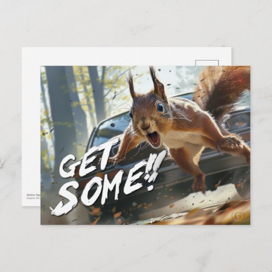Funny Action Eichhörnchen Postcard "Get some" Postkarte (Vorne/Hinten)