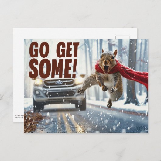 Funny Action Eichhörnchen Postcard "Get some" Postkarte (Vorne/Hinten)