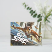 Funny Action Eichhörnchen Postcard "Get some" Postkarte (Stehend Vorderseite)
