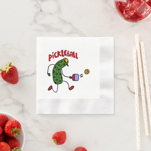 Funny Action Pickle Pickall Pickleball Cartoon Serviette (Beispiel)
