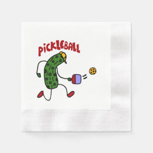 Funny Action Pickle Pickall Pickleball Cartoon Serviette