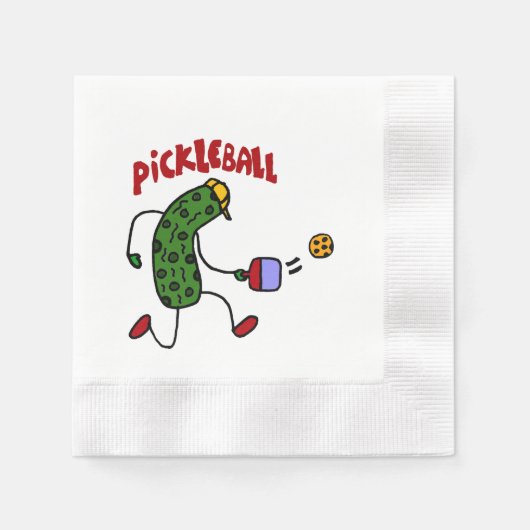 Funny Action Pickle Pickall Pickleball Cartoon Serviette (Vorderseite)