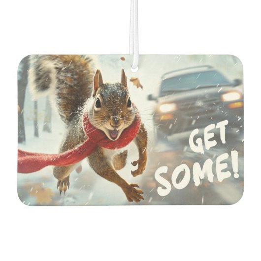 Funny Action Squirrel Air Freshener "Get some" Autolufterfrischer (Vorderseite)