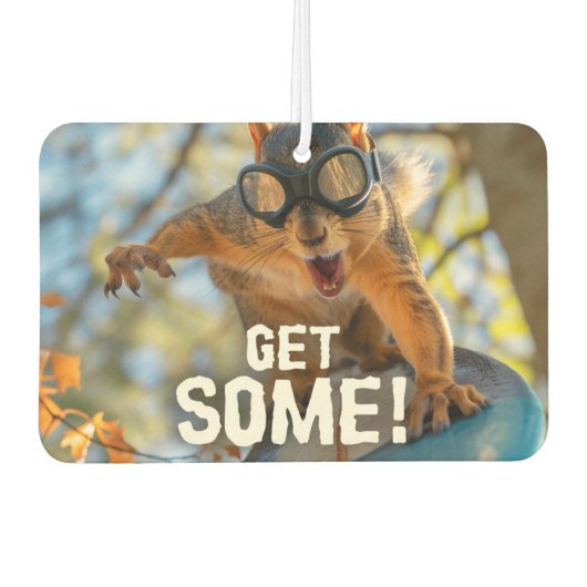 Funny Action Squirrel Air Freshener "Get some" Autolufterfrischer (Vorderseite)