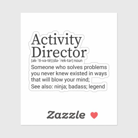 Funny Activity Director Definition Aufkleber (Blatt)