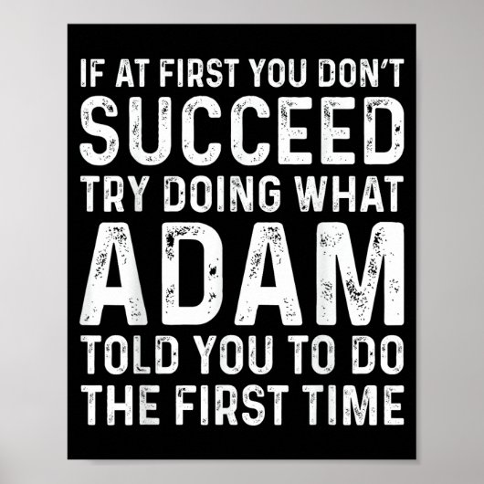 Funny Adam If At First You Don't Succeed Try Doing Poster (Vorne)