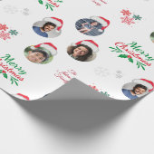 Funny Add Family Member 4 Fotos Collage Weihnachts Geschenkpapier (Ecke)