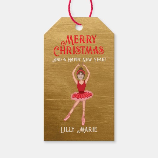 Funny Add Foto Ballerina Frohe Weihnachten Geschenkanhänger (Vorderseite)