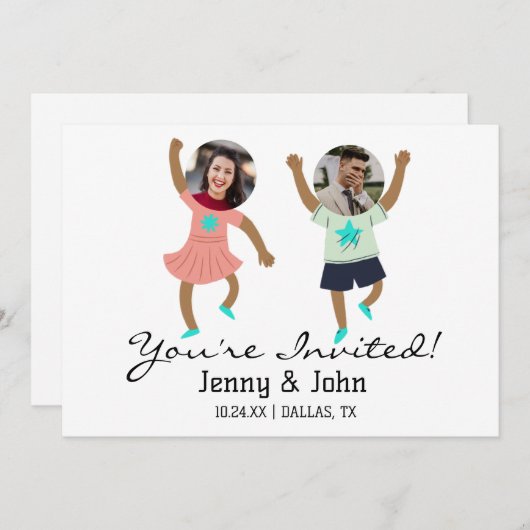 Funny Add Foto maßgeschneiderte Braut & Groom Hoch Einladung (Vorne/Hinten)