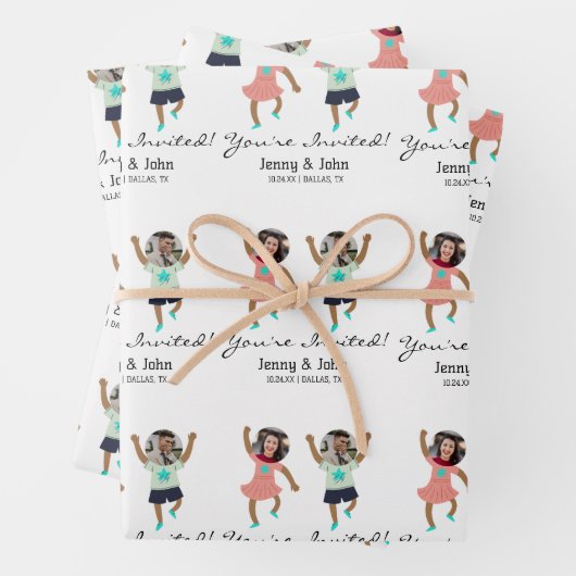 Funny Add Foto maßgeschneiderte Braut & Groom Hoch Geschenkpapier Set (Beispiel)